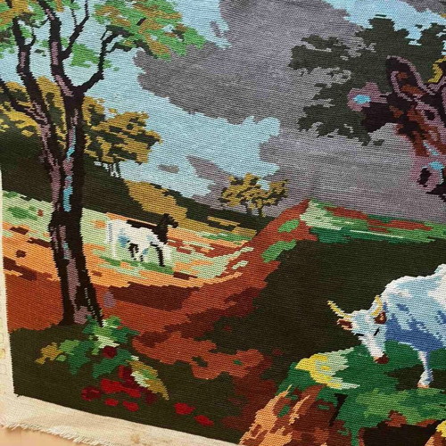 Handmade textile painting used, 0.83x0.58 m