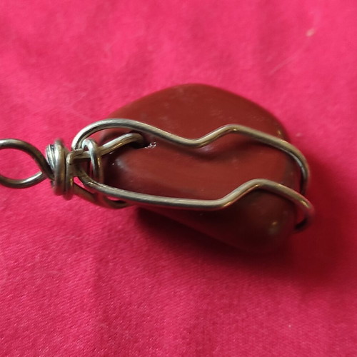 Handmade pendant with red jasper semiprecious stone like new