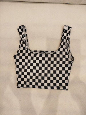 Checkered Crop Top Pull & Bear like new, black and white