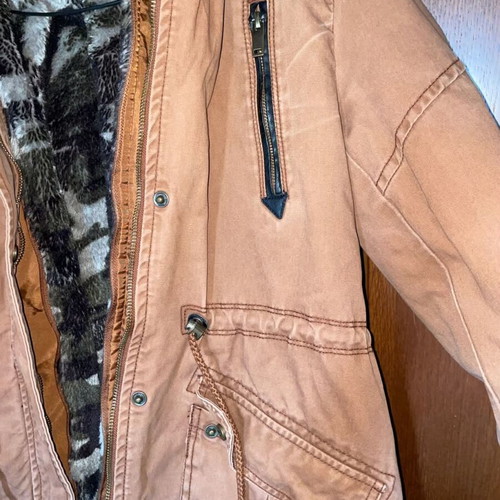 Winter jacket with removable fur lining, brown, size M