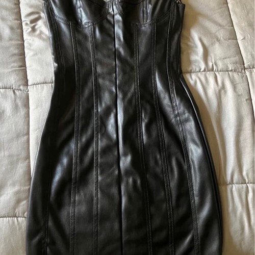 Pull & Bear elastic leather-look dress like new, black XS