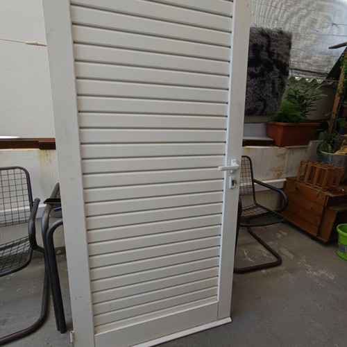 Aluminum door with louvers white used, storage