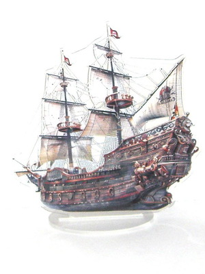 DECORATIVE SHIP DISPLAY ON A PLATE ON A TABLE STAND [SEALED PACKAGING]