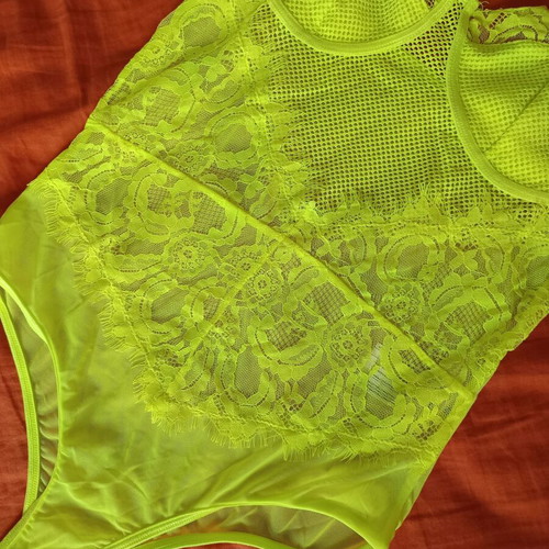 Sensual bodysuit fluorescent green M new, Brazilian cut