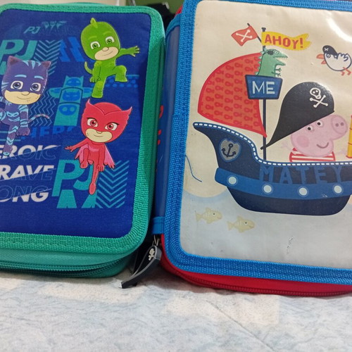 School pencil cases used, pack of 2 with PJ Masks and Peppa Pig George