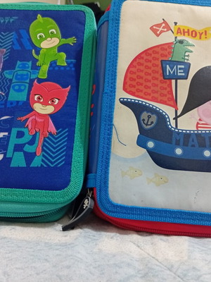 School pencil cases used, pack of 2 with PJ Masks and Peppa Pig George