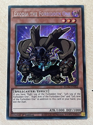 Yu-Gi-Oh Exodia The Forbidden One Secret Rare card near mint
