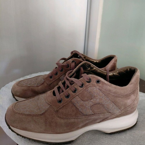 Hogan sneakers like new, taupe suede leather, size 37.5