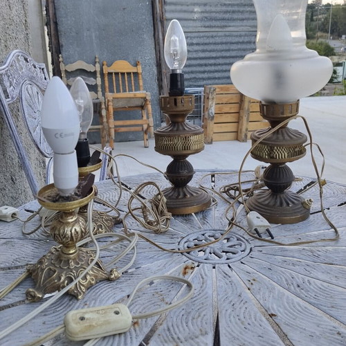 Vintage table lamps set of 4 used, ideal for restoration or DIY project