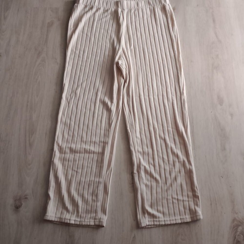 Shein women's casual fitted pants with embossed stripes, beige