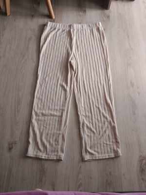 Shein women's casual fitted pants with embossed stripes, beige