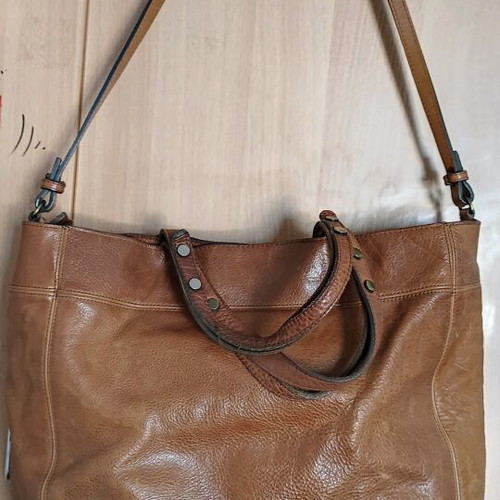 Zara leather handbag used, brown with large capacity
