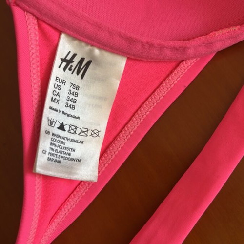 H&M Bikini Top new, size 75B, pink