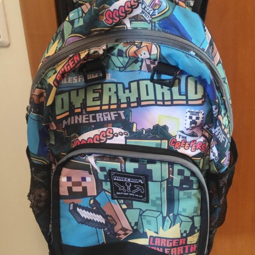 Minecraft primary school backpack with two compartments and pencil case