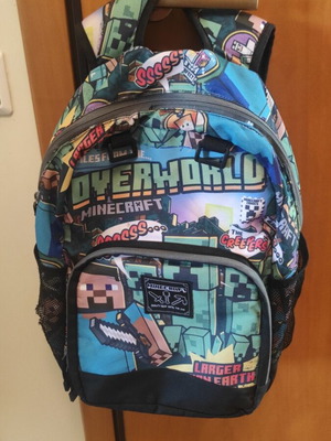 Minecraft primary school backpack with two compartments and pencil case