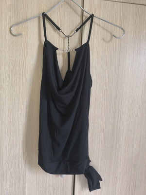 Evening top black, like new, size S-M with strass details