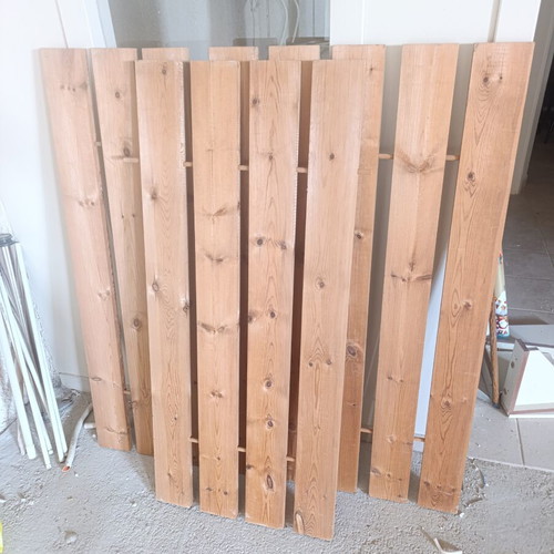 Iron bed with brass details used, complete set with slats and screws