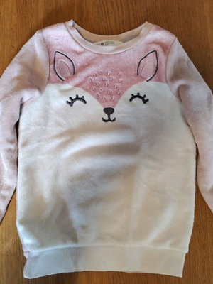H&M sweatshirt for girl 5-6 years used, pink and white, size 110-116 cm