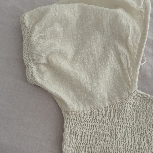 Compania Fantastica cotton top like new, beige, puff sleeves