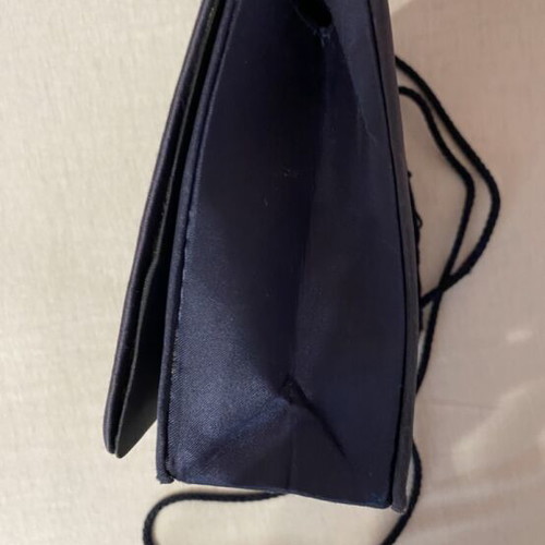 Satin Evening Clutch Bag with Tassel dark blue, like new