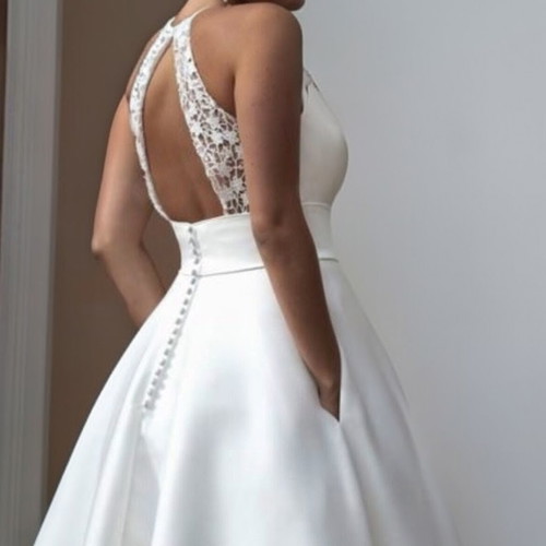 Vintage-style tea length dress white new, wedding dress