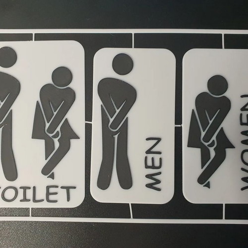 Decorative funny toilet sign 3d print new, set of 3 pieces