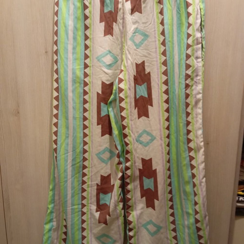 Fullah Sugah summer palazzo pants used, size M 38 10, white and green