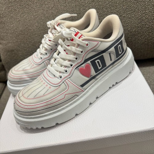 Dior women's sneakers used, size 37, white with red heart detail