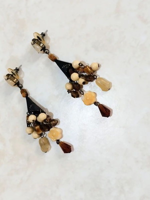 Accessorize vintage style dangle earrings like new, beige and brown