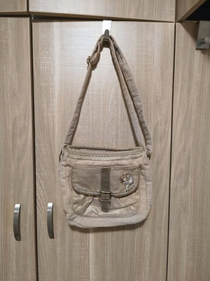 Woolen - fabric crossbody bag used beige