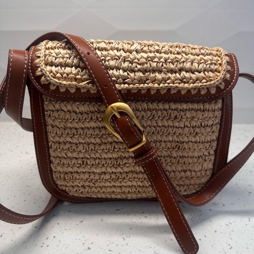 Mango shoulder bag made of natural fiber new