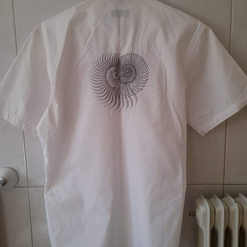 Fedonni white men's short-sleeve shirt with embroidered rhinestone design
