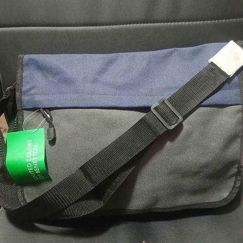 Benetton laptop or document bag new, blue-gray