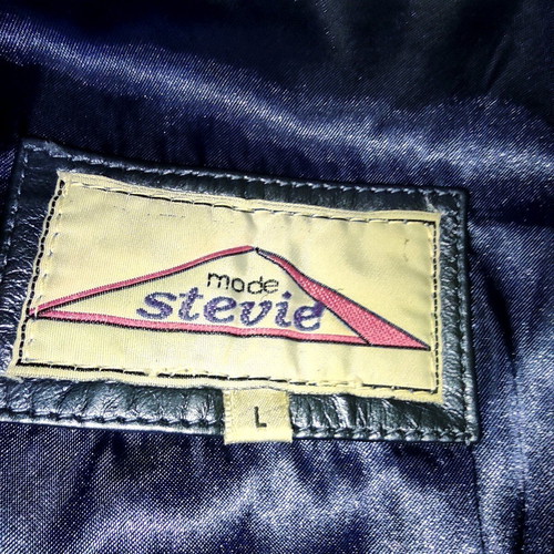 Leather Jacket Blue used, with collar and zippers
