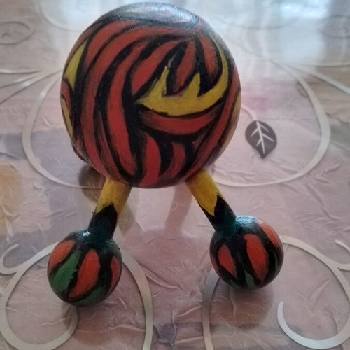 Wooden hand-painted massager