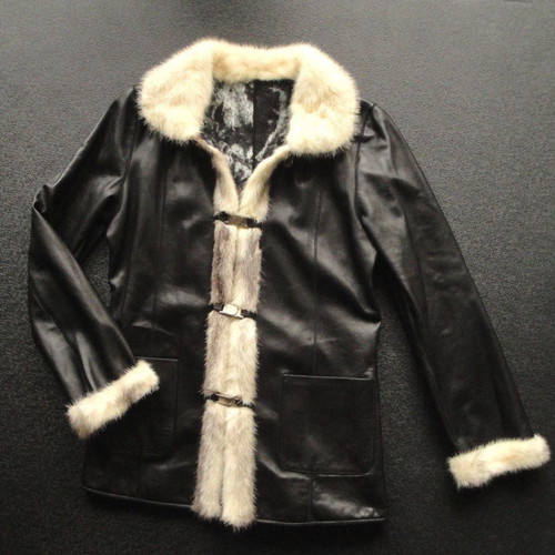 Handmade reversible leather and real fur coat, size M