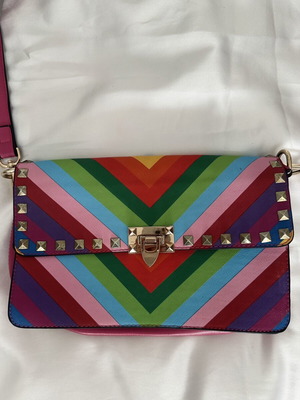 Rainbow Stripe Studded Crossbody Bag like new, colorful