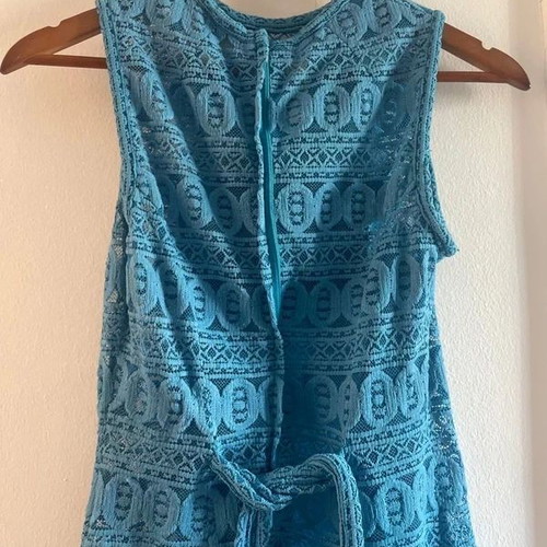 Blue lace mini dress size small, new