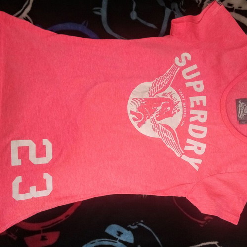 Superdry women's t-shirt small like new, orange with white