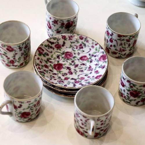 Japanese porcelain cup set used, collectible from 1950