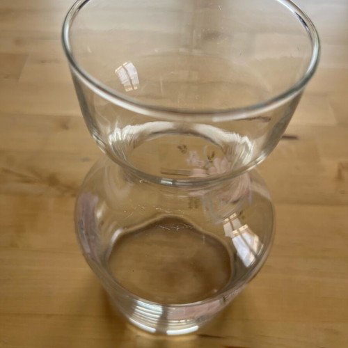Glass bulb vase used with botanical detail