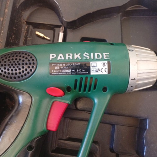 Parkside PABS 18-2 SL 18V drill driver used with carrying case without battery