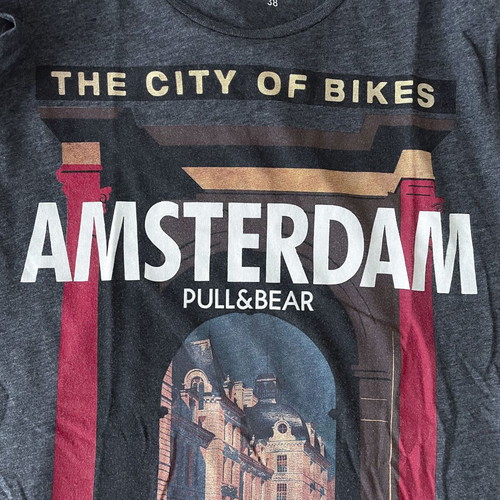 Pull & Bear T-shirt short sleeve used, Vintage Collection Amsterdam, size M, gray