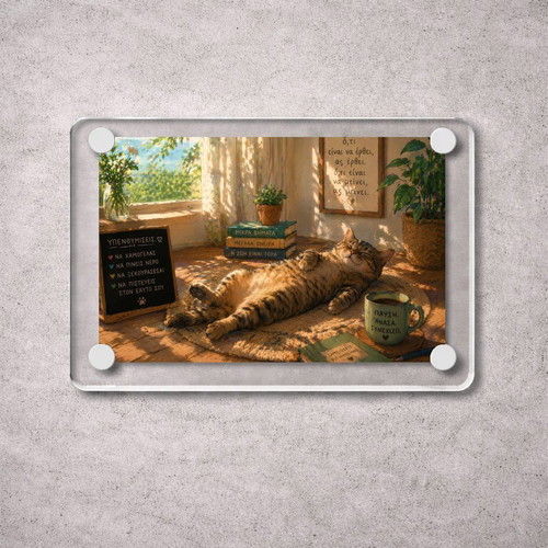 Acrylic fridge magnet "Relaxation Reminders" Cozy Cat new