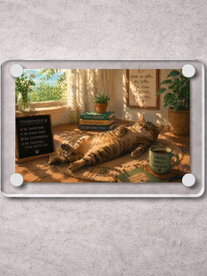 Acrylic fridge magnet "Relaxation Reminders" Cozy Cat new