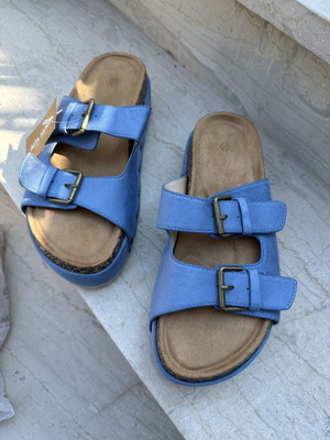 Double-Strap Slippers size 37 like new, blue