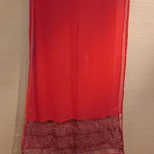 Evening scarf with beads like new, red