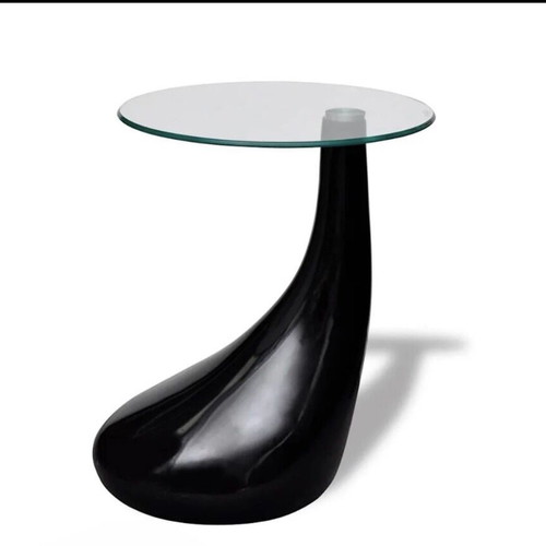 Black Tear Coffee Table with Glass, like new