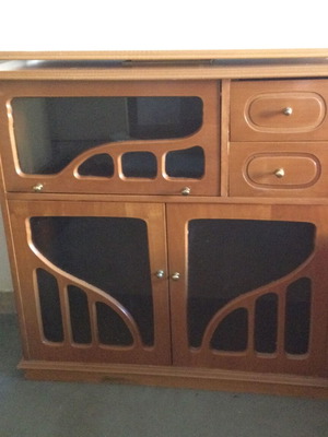Vintage TV cabinet with rotating base, wood