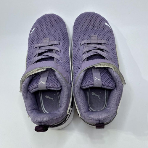 Puma kids' athletic shoes size 27, like new, white and purple